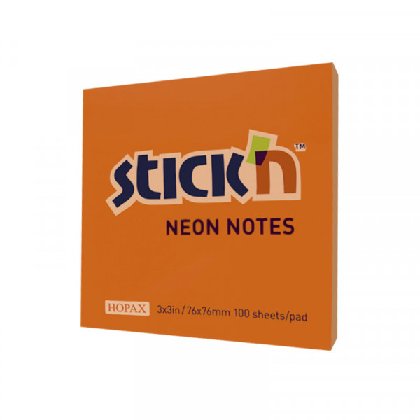 NOTAS ADH. 3 X 3 100H NARANJA NEON STICK IN