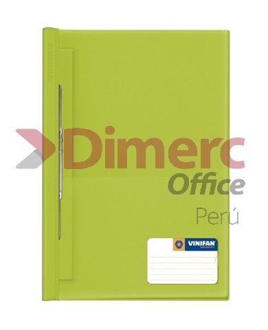 Folder tapa transparente oficio con fastener color verde claro Vinifan