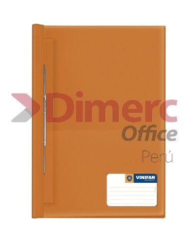 Folder tapa transparente oficio con fastener naranja Vinifan