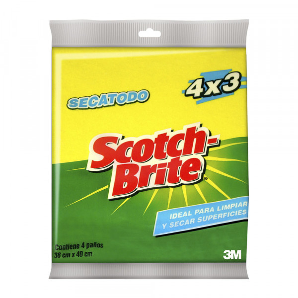 PAÑO SECATODO AMARILLO PACK X 4 UN SCOTCHBRITE