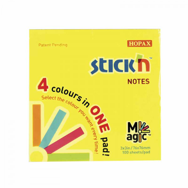 Notas adhesiva 3x3 100 hojas 4 colores neon magic Stick in