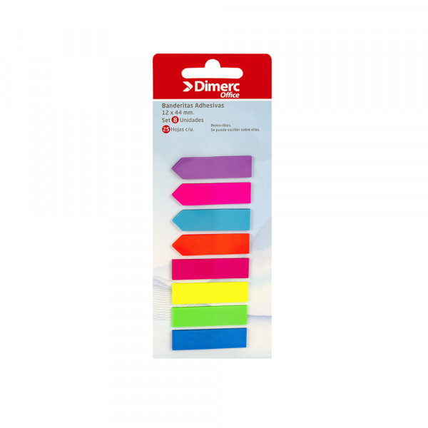 Banderitas adhesivas flecha 0.5 x 8 colores neon Dimerc