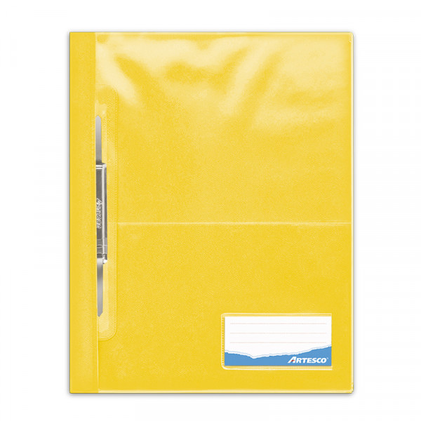 Folder tapa transparente oficio con fastener color amarillo Artesco