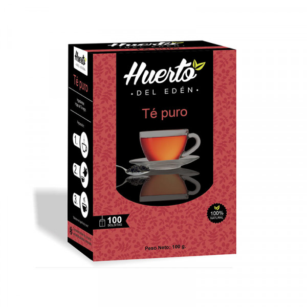 Té puro caja x 100 und Huerto del eden