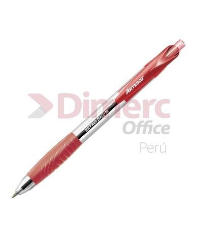 Lapicero rojo tinta semi gel retro retractil Artesco