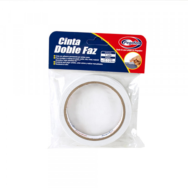 Cinta adhesiva doble faz 1/2 x 11 yardas Pegafan