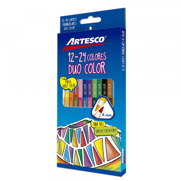 Colores triangulares largos bicolor-duo colorx12 Artesco