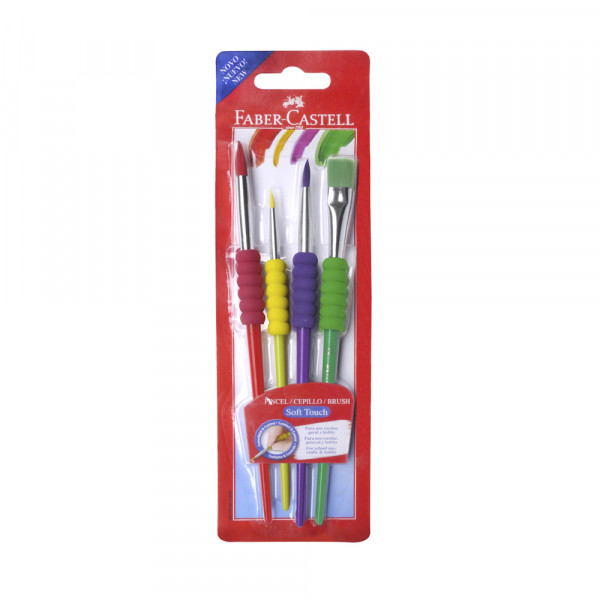 Pincel soft touch estuche x 4 unidades Faber Castell