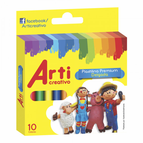 PLASTILINA PREMIUM X12 DELGADA ARTI CREATIVO