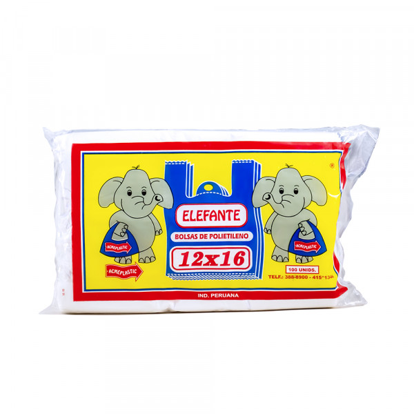BOLSA BLANCA CON ASA 12X16 PQT X 100 UN