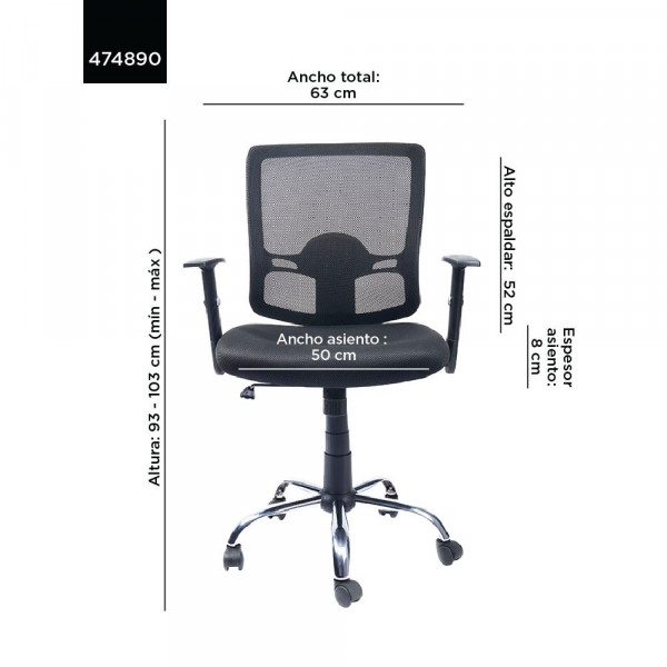 Silla ejecutiva RTA-420LBR negro Venso sin armado