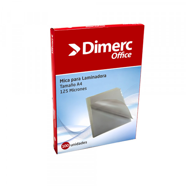 Mica para laminadora A4 125 micras x 100 unidades Dimerc