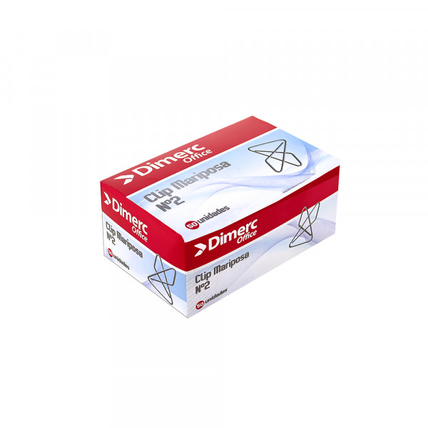 Clips de mariposa chico caja x 50 unidades nro 2 tamano 45mm Dimerc
