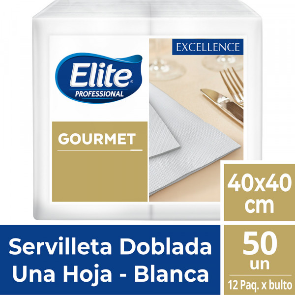 SERVILLETA GOURMET BL X 50 UN 40X40CM ELITE